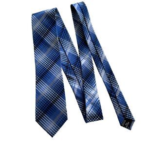 Men's Blue Plaid Neck Tie 3" Preppy Professional Office Business 100% Silk